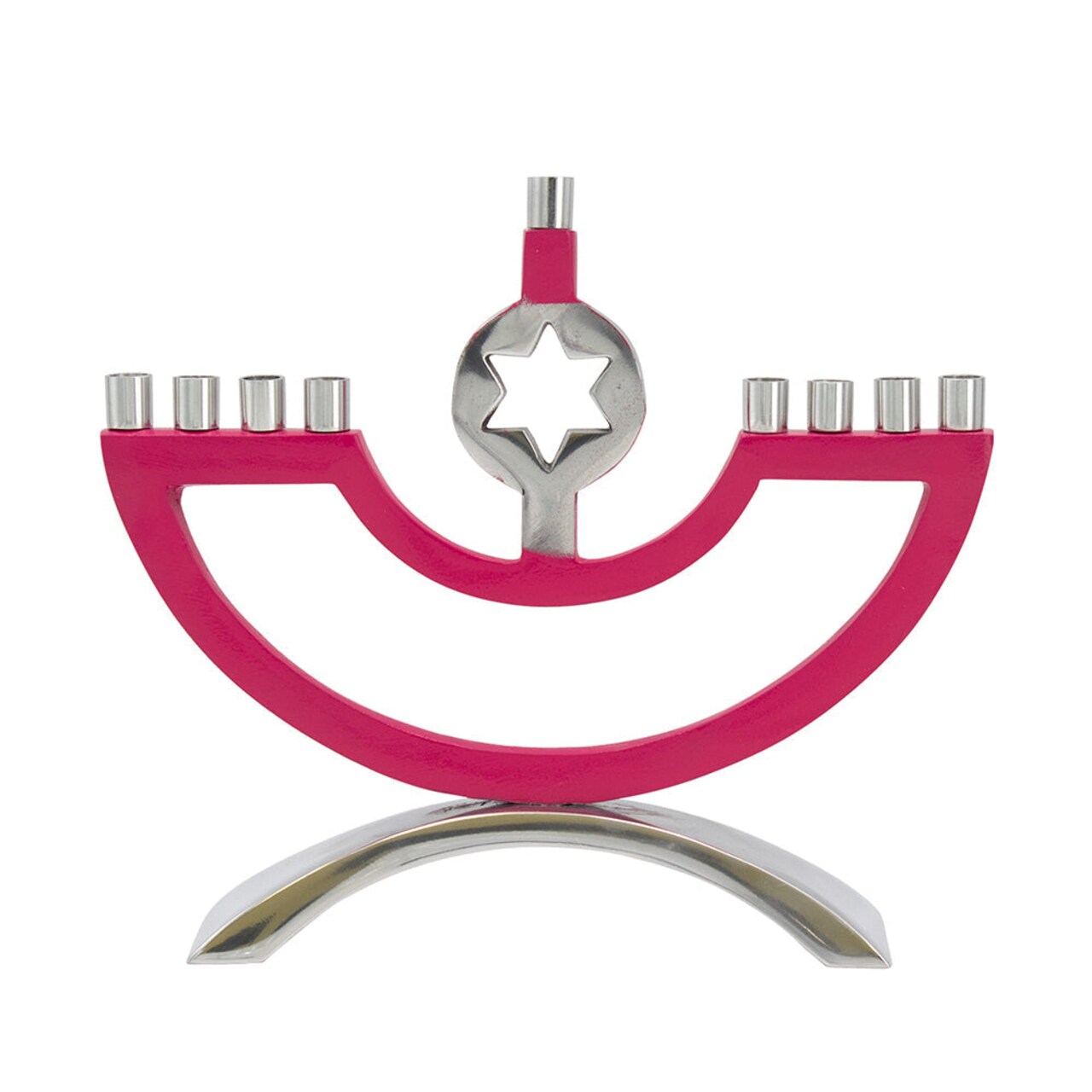Metal & Enamel Candle Menorah with Star of David By Kinor Decor